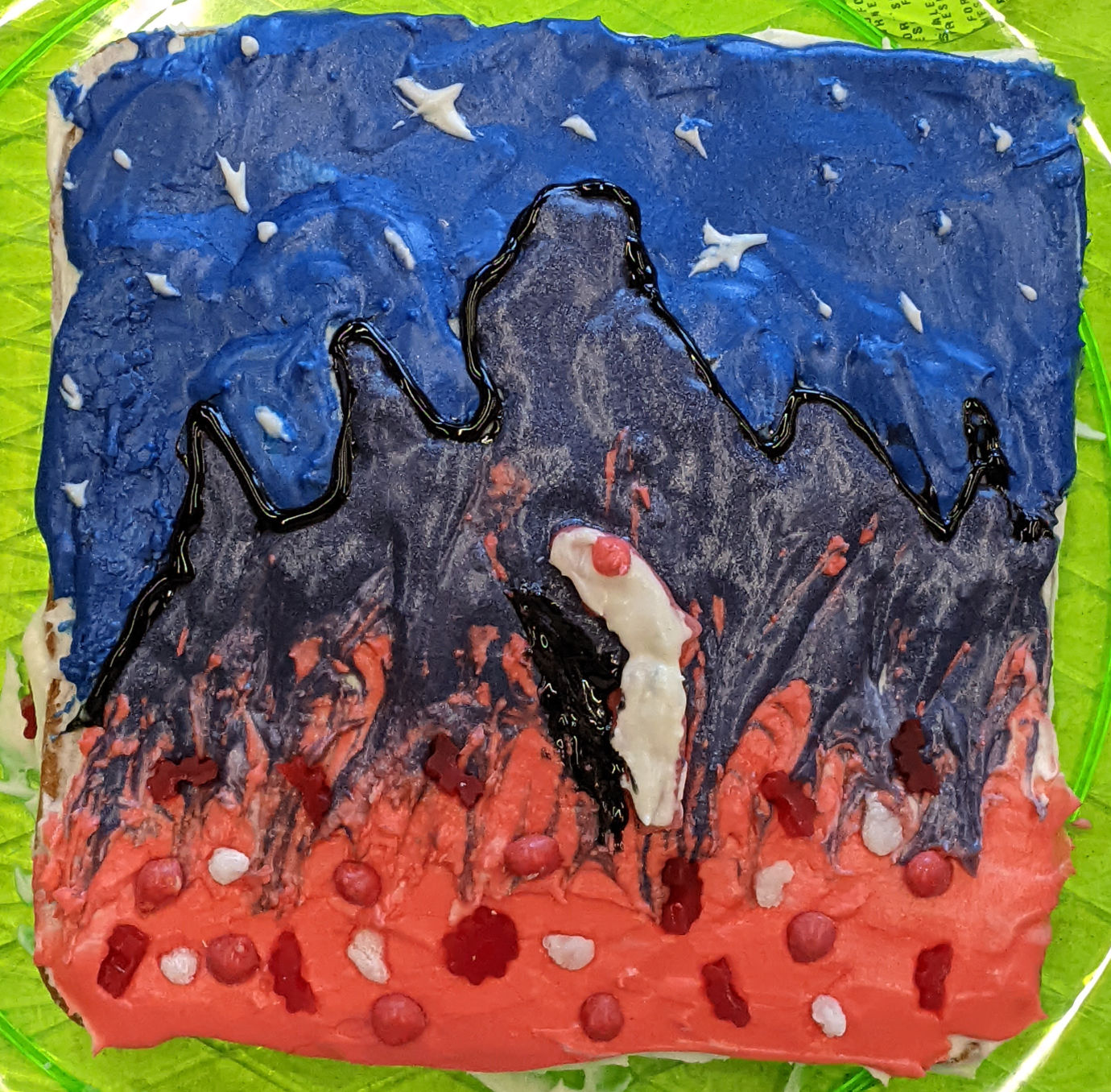 A cake decorated with the album cover of Phoebe Bridgers's 'Punisher'
