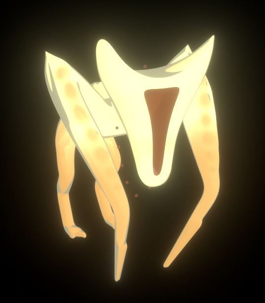 A glowing yellow bipedal monster